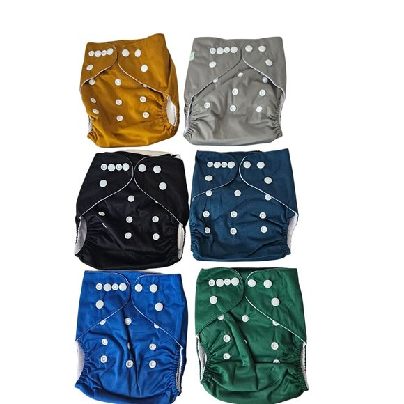Adjustable Reusable Cloth Diapers 6 Pack W/Bamboo Inserts From Birth to Training - Picture 5 of 10